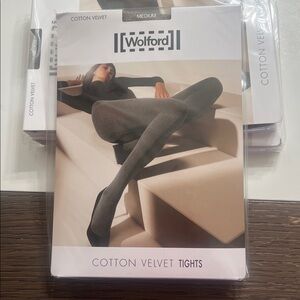 Wolford Cotton Velvet Tights in Dark Gray